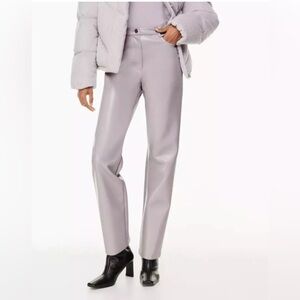 WILFRED Sz 6 The Melina Faux Leather Cool Lavender Straight High Waist Pants NEW